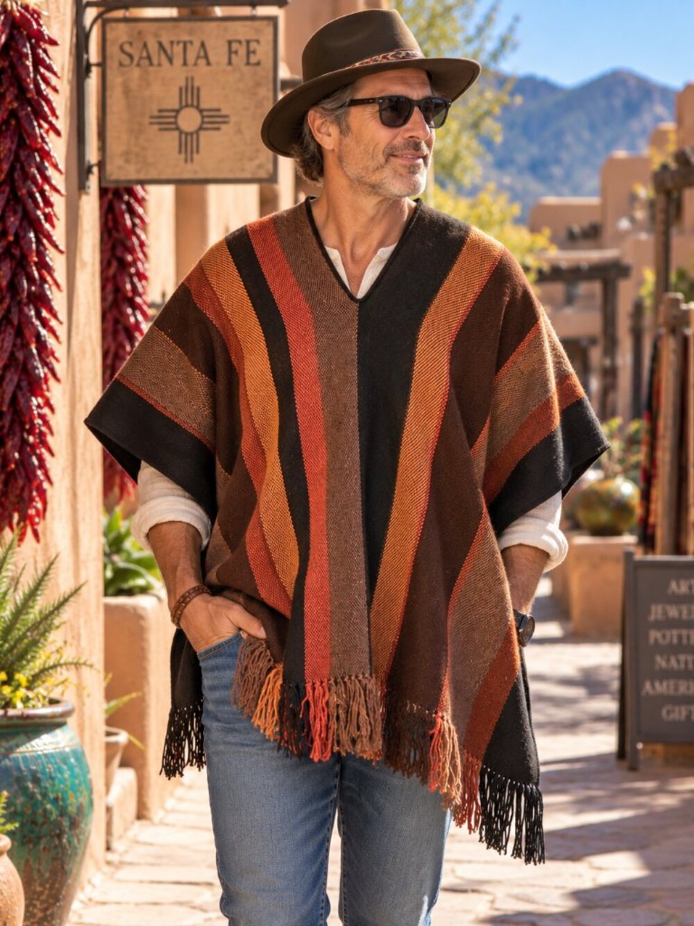 Parrott Fabrics, Inc. Handwoven in Santa Fe Wool Poncho by Alice Kagawa Parrott